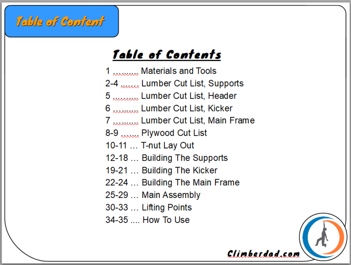 Simple Adjustable Climbing Wall Build Plans, Suspended and Freestanding
